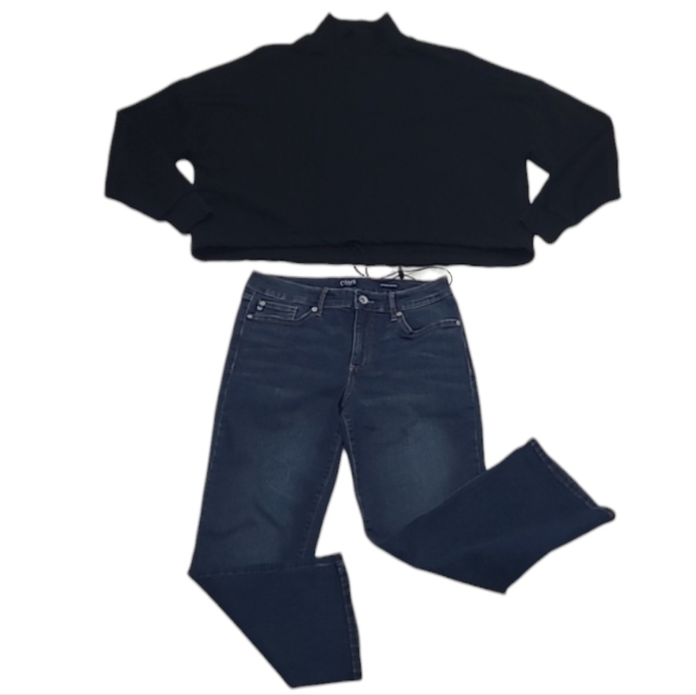 Zara Crop Boyfriend Mock Sweatshirt Turtleneck Oversized Long Sleeve Cropped Y2K